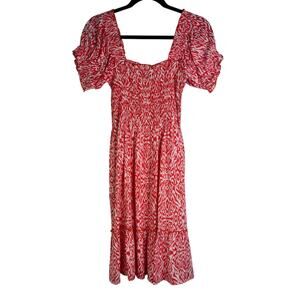 La Mer Luxe Resortwear Knee Length Midi Dress‎ Abstract Orange Small Vacation S